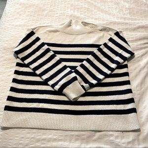 LOFT Nautical Navy and White Striped Sweater